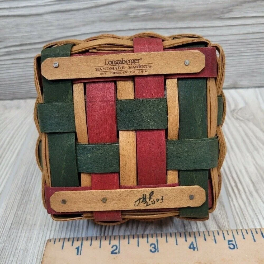 Longaberger Baskets Set 2 1999 2003 Holiday Helper Horizon of Hope Red Green Vtg